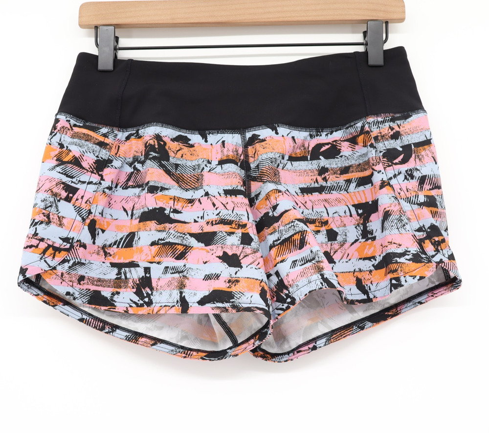 Lululemon Sz 4 Run Times Short II 4" Inseam Inversion Multi Black Sporty